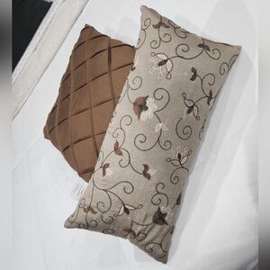 Decorative Beige & Brown Lumbar Pillow Set